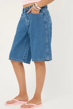 Rock Hot Low Rise Denim Shorts Middy Blue