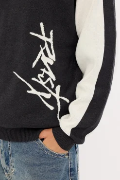 Roll Safe Boxy Knitted Crew Black Marle
