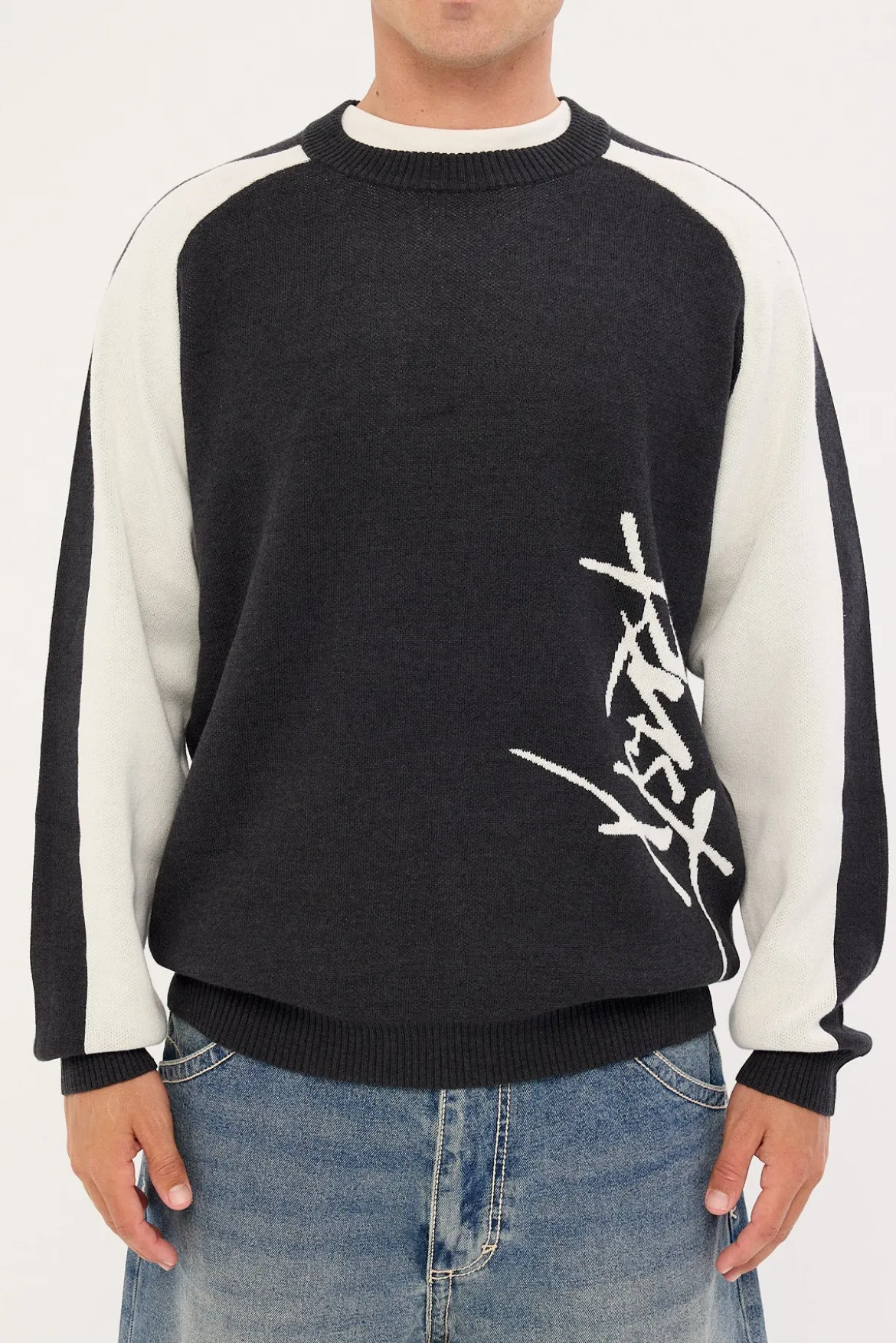Roll Safe Boxy Knitted Crew Black Marle