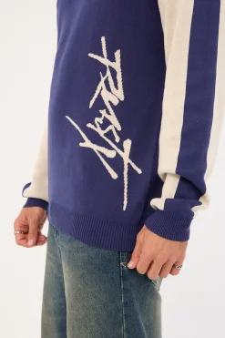 Roll Safe Boxy Knitted Crew Dark Blue