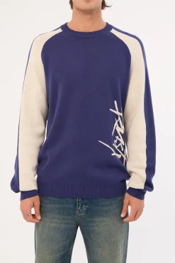 Roll Safe Boxy Knitted Crew Dark Blue