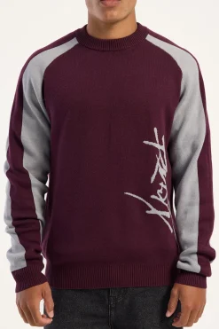Roll Safe Boxy Knitted Crew Burgundy