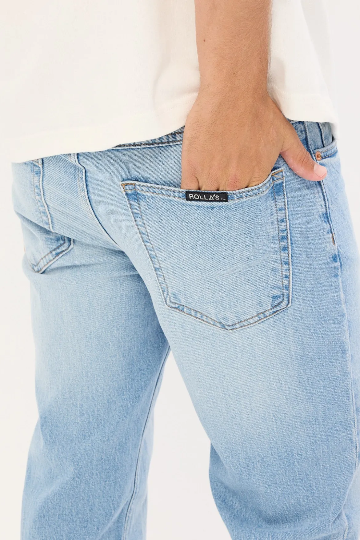 Rolla's Bronco Straight Jean Stone Blue Denim