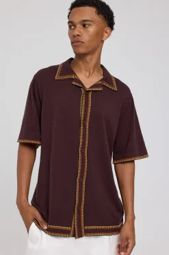 Rolla's Dash Knit Bowler Shirt Brown