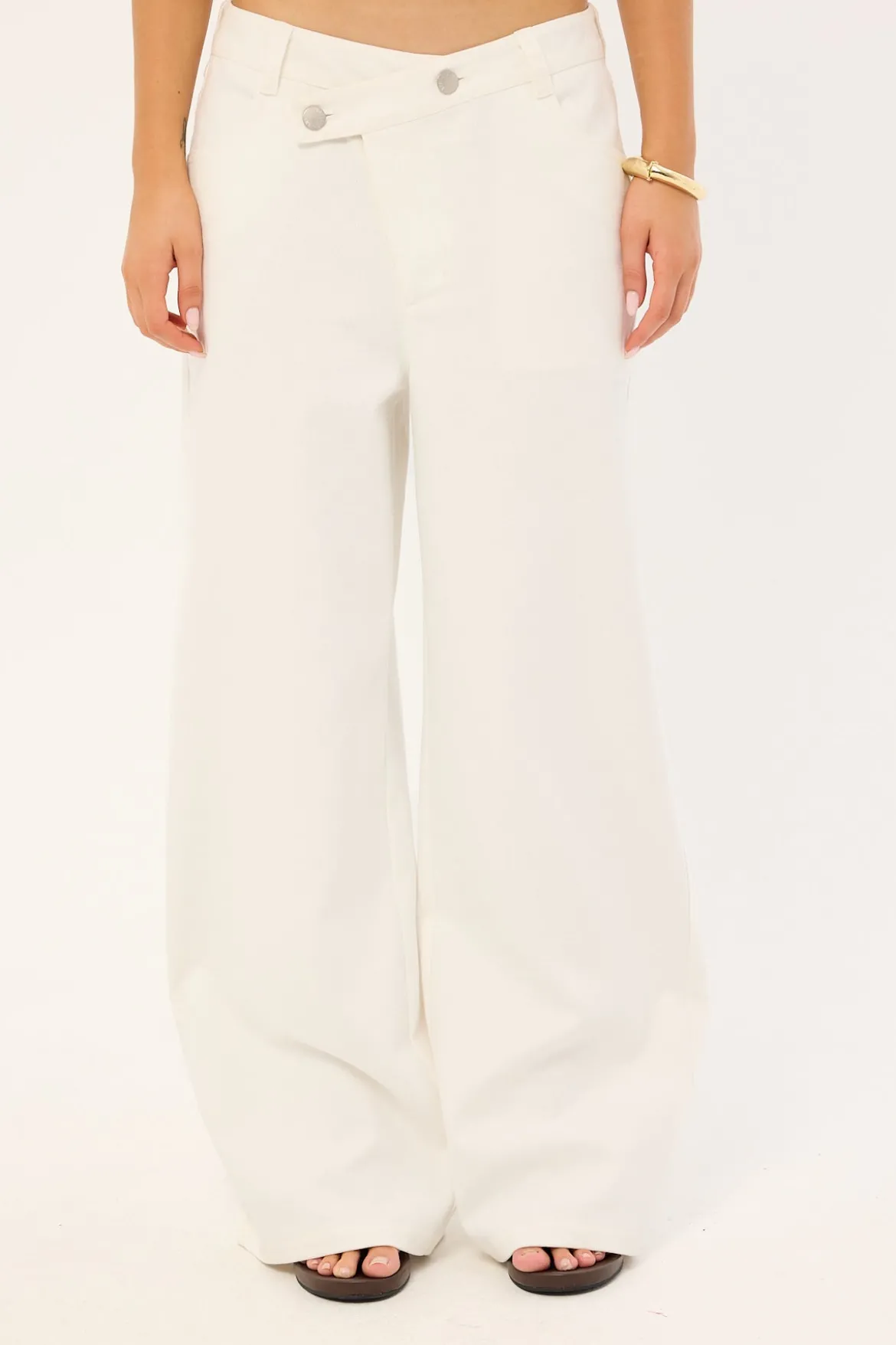 Romy Asymmetrical Drop Waistband White