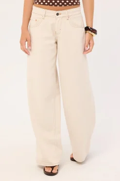Roomy Extra Wide Low Rise Jeans Off White Denim