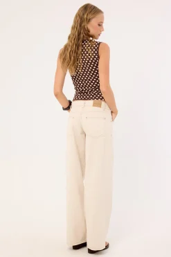 Roomy Extra Wide Low Rise Jeans Off White Denim