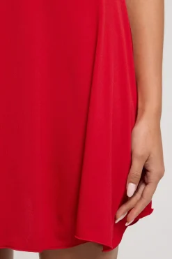 Rosalita Twist Asymmetrical Mini Dress Red