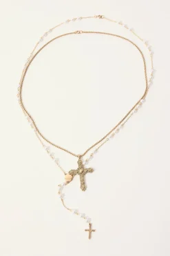 Rosary Beads Necklace 2 Pack Antique Gold
