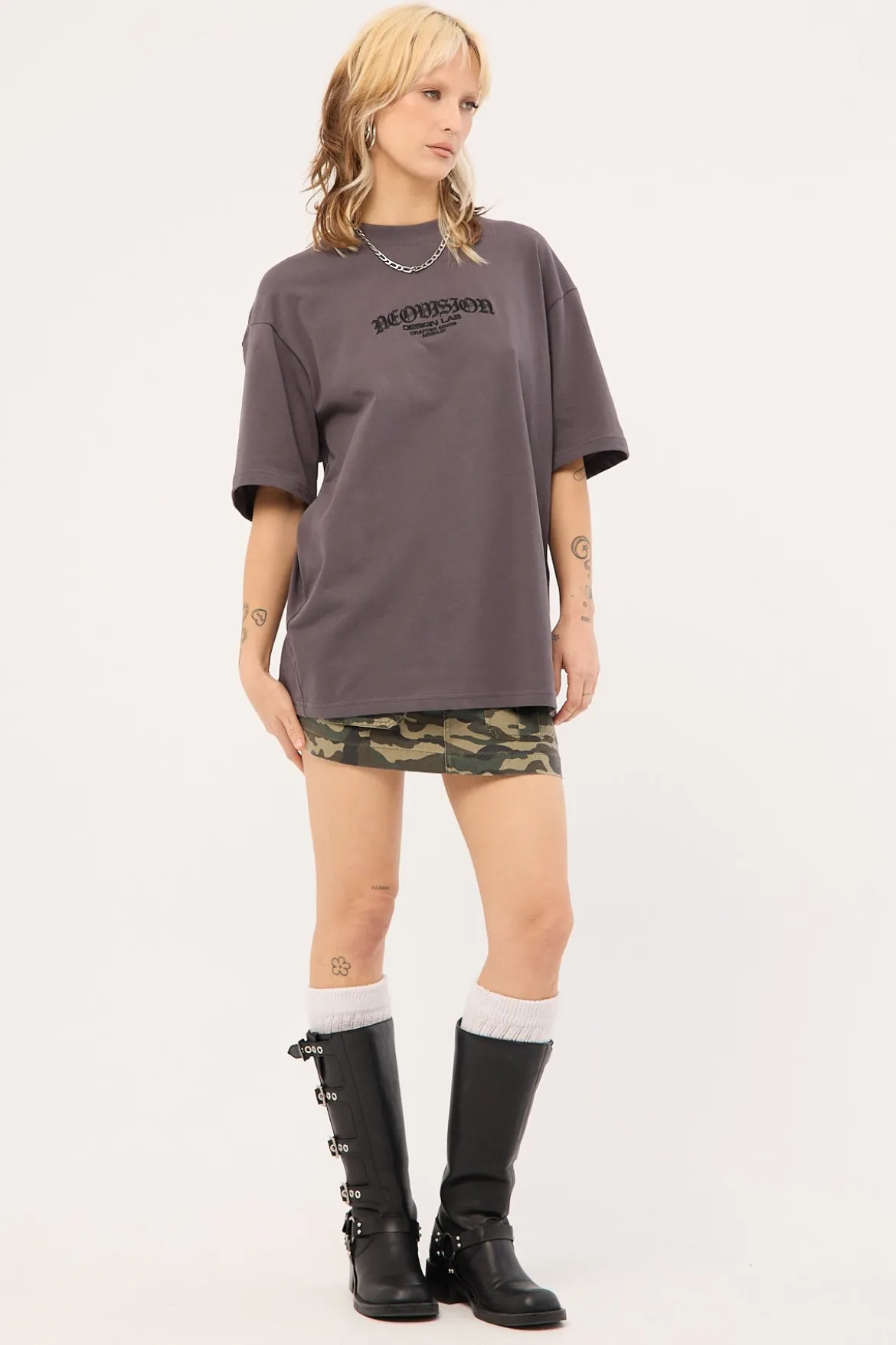 Rosebud Oversized Super Heavy Tee ASPHALT
