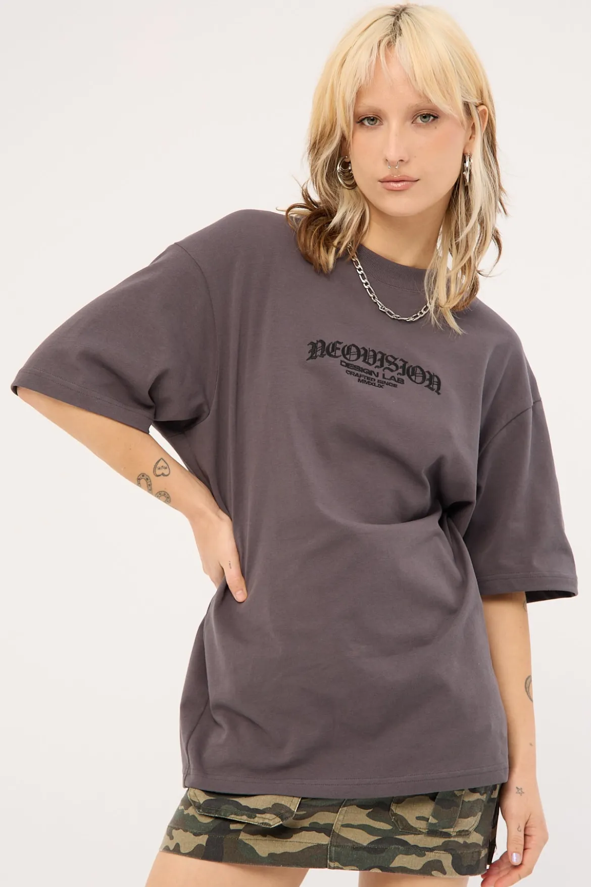 Rosebud Oversized Super Heavy Tee ASPHALT
