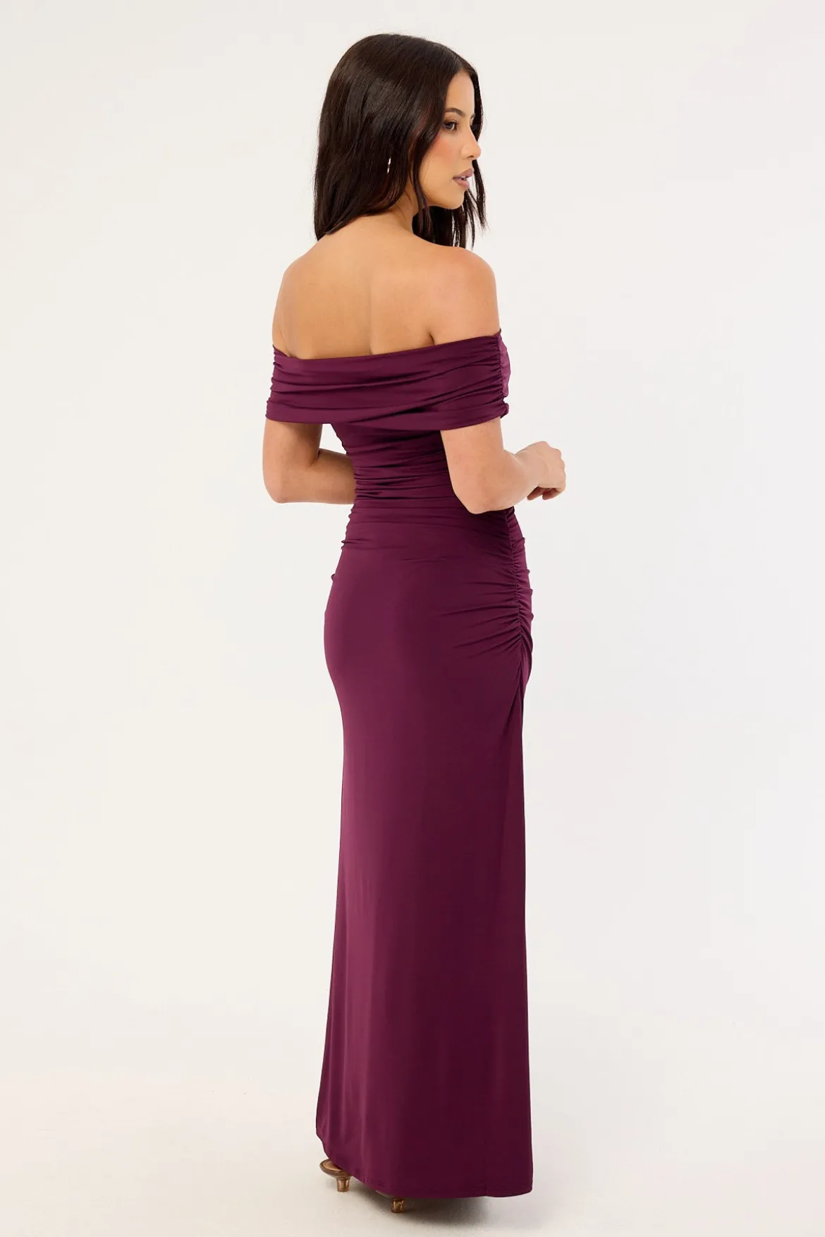 Rosetta Off Shoulder Maxi Dress Plum