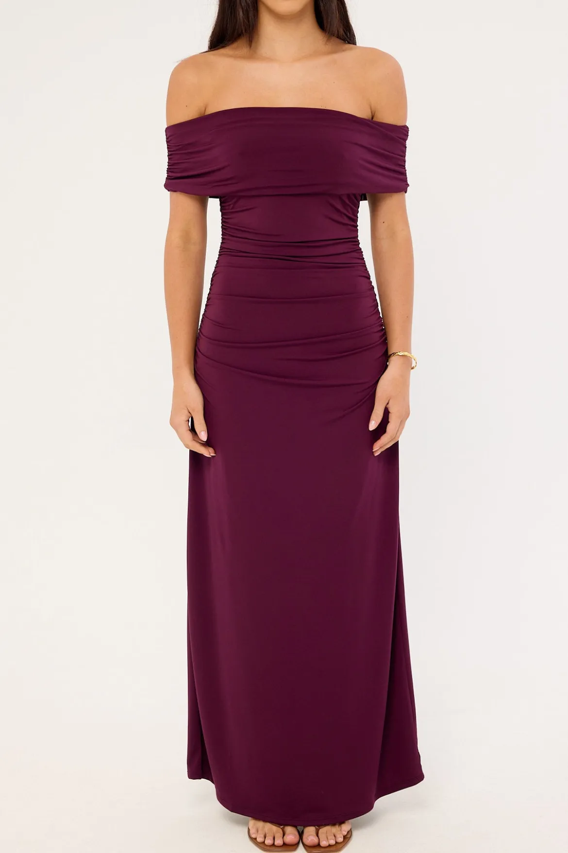 Rosetta Off Shoulder Maxi Dress Plum