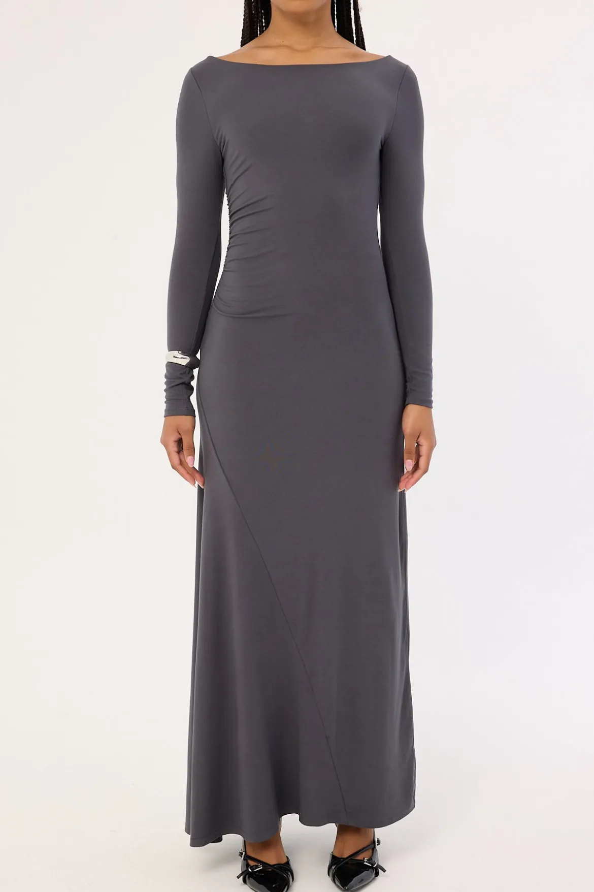 Rosso Long Sleeve Maxi Dress Charcoal