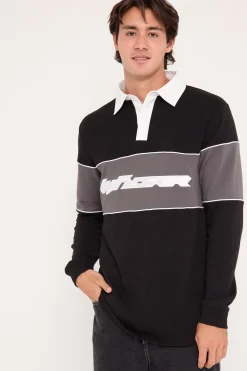 Rothman Panel Rugby Top Black/Grey
