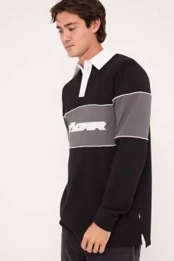 Rothman Panel Rugby Top Black/Grey