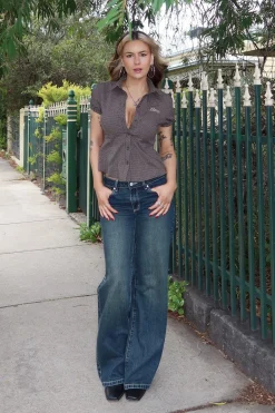 Rowie Low Rise Wide Jean Dirty Ink Blue