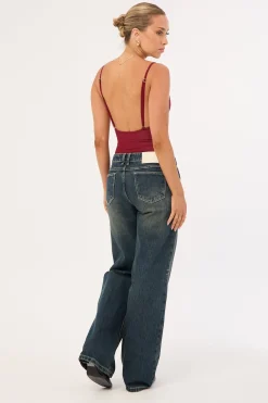 Rowie Low Rise Wide Jean Dirty Ink Blue