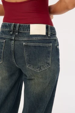 Rowie Low Rise Wide Jean Dirty Ink Blue