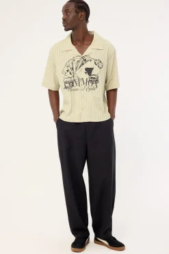 Royale Boxy Cropped Resort Shirt Sage Stripe