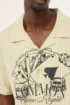 Royale Boxy Cropped Resort Shirt Sage Stripe