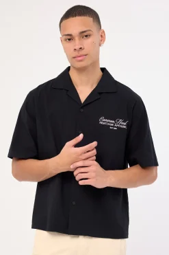 Royalty Boxy Cropped Resort Shirt Black