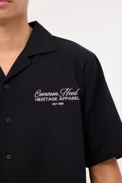 Royalty Boxy Cropped Resort Shirt Black