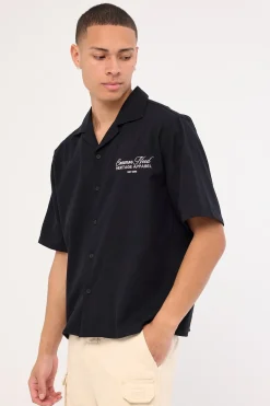 Royalty Boxy Cropped Resort Shirt Black