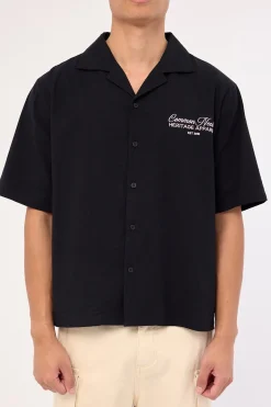 Royalty Boxy Cropped Resort Shirt Black