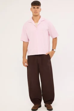 Royalty Boxy Cropped Resort Shirt Pink Stripe
