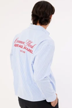 Royalty Boxy Long Sleeve Resort Shirt Blue Stripe