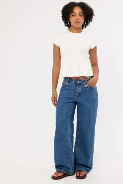 Ruched Baby Tee White