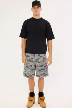 Rumble Elastic Waist Cargo Short Asphalt Camo