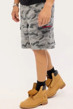 Rumble Elastic Waist Cargo Short Asphalt Camo
