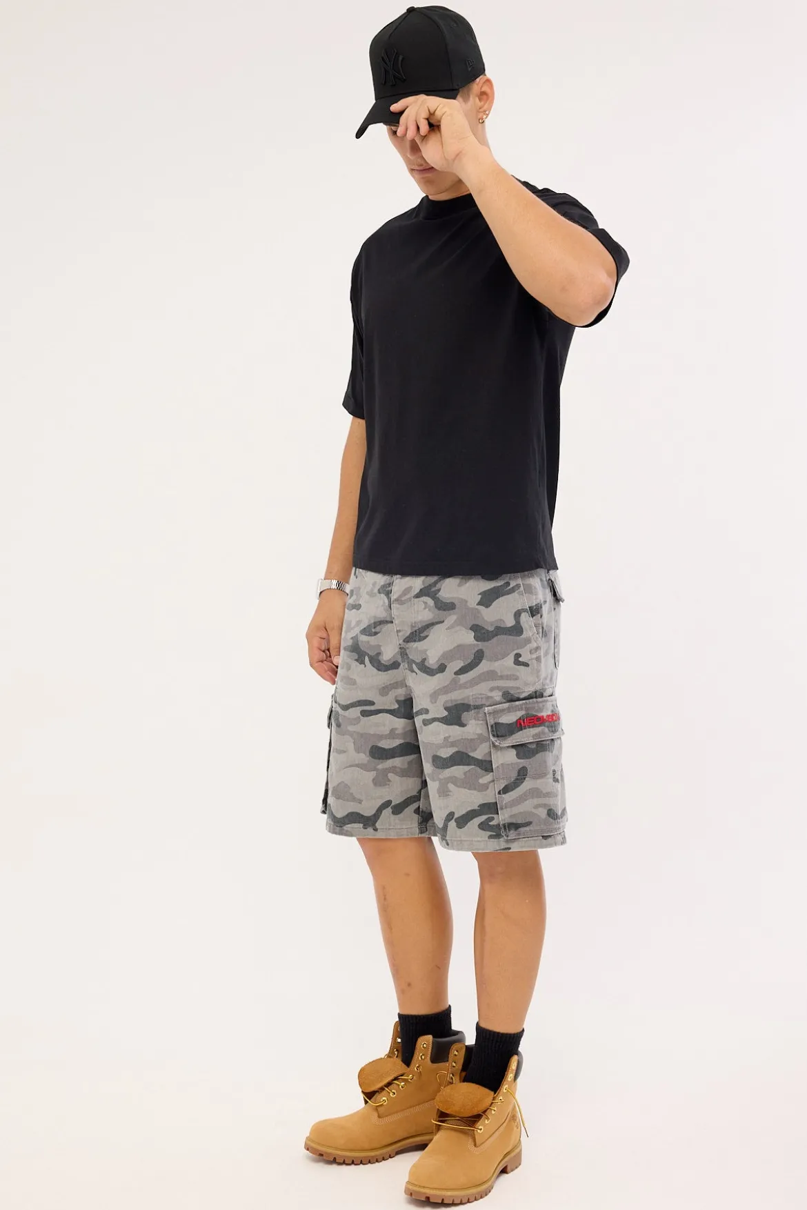 Rumble Elastic Waist Cargo Short Asphalt Camo