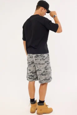 Rumble Elastic Waist Cargo Short Asphalt Camo