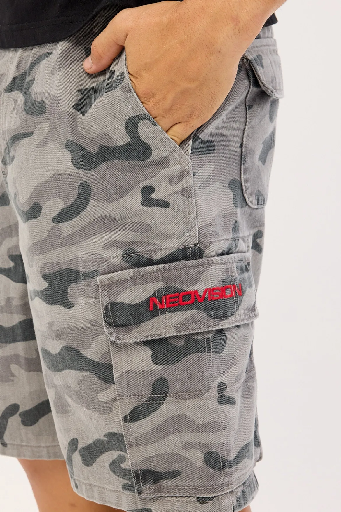 Rumble Elastic Waist Cargo Short Asphalt Camo
