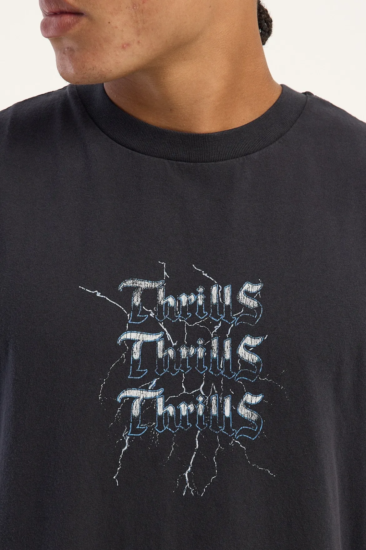 Run For The Hills Box Fit Oversize Muscle Tee Washed Black