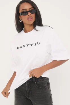 Rusty Essentials Cropped Boxy Tee White