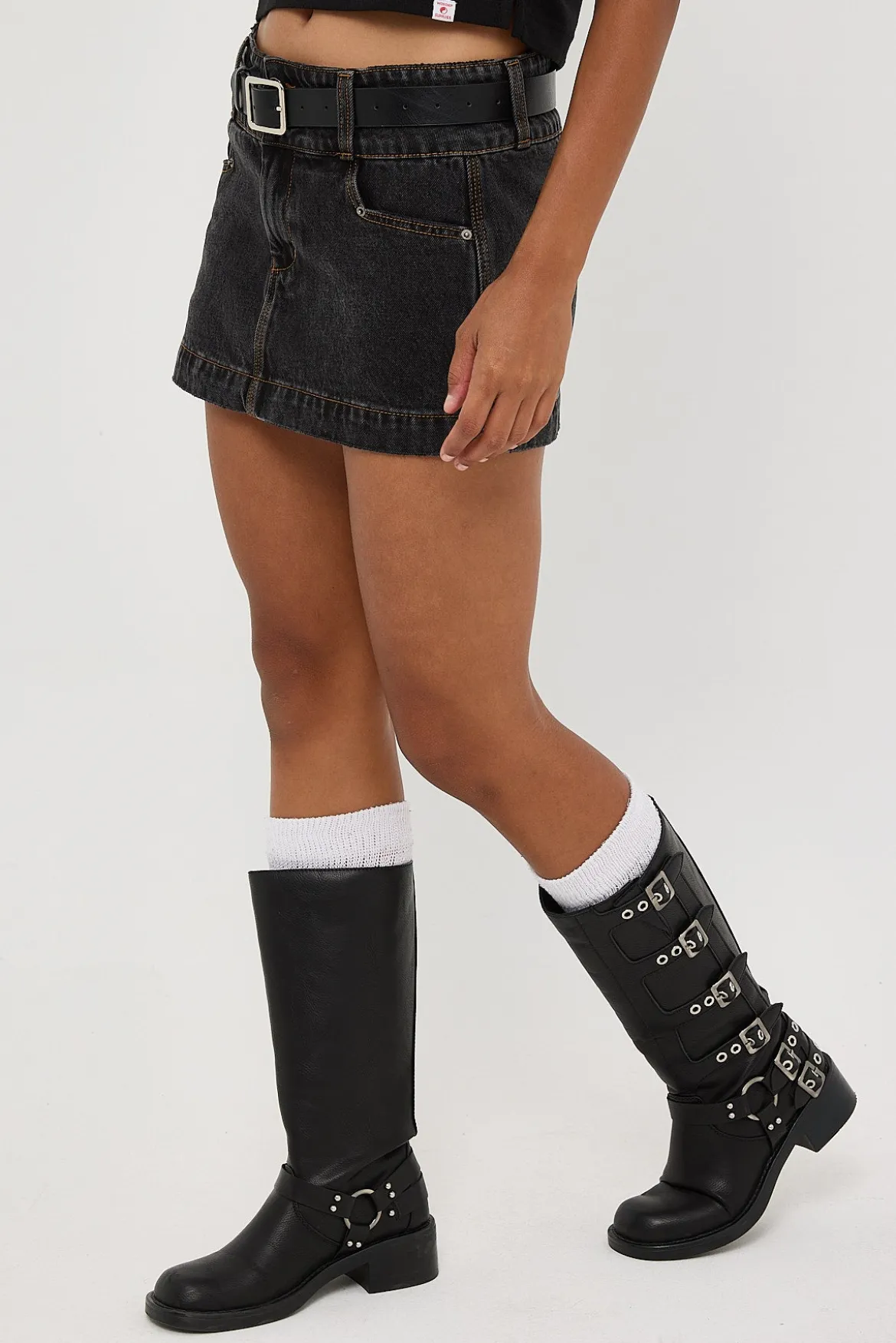 00s Micro Skirt Black Rinse