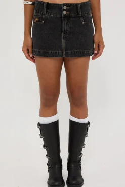 00s Micro Skirt Black Rinse