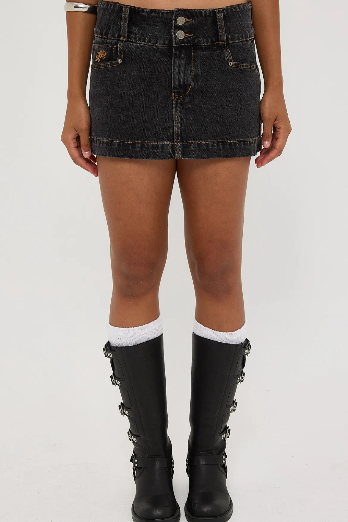 00s Micro Skirt Black Rinse