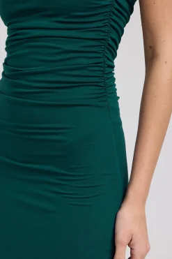 Sabine Twist Off Shoulder Jersey Midi Dress Forest Green