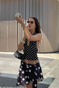 Safari Midi Skirt Noir Polka