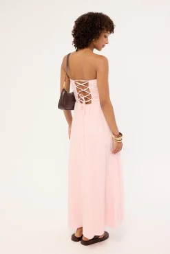 Saffron Strapless Maxi Dress Pink