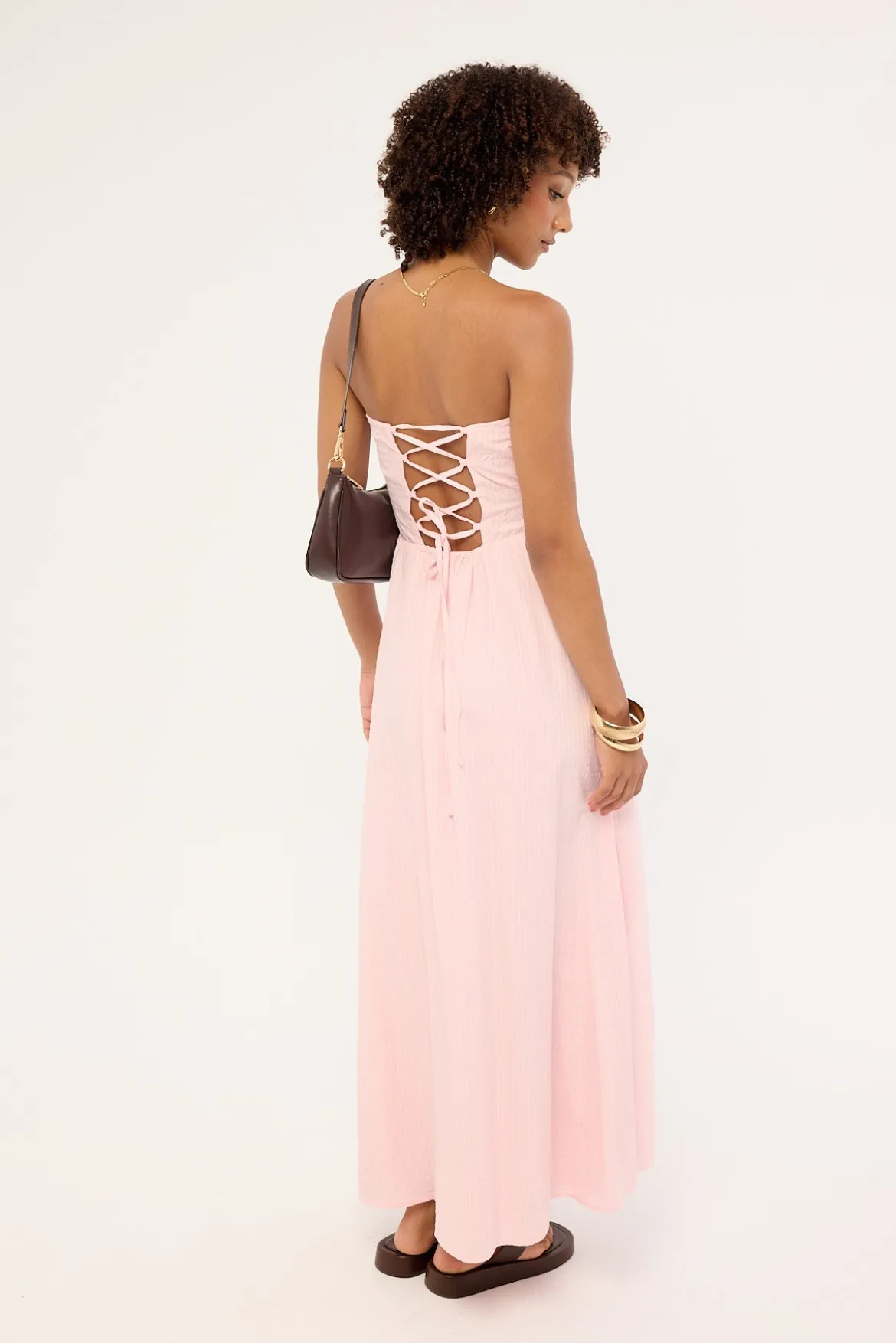 Saffron Strapless Maxi Dress Pink