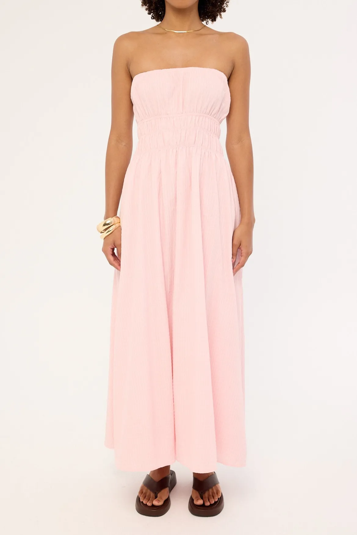 Saffron Strapless Maxi Dress Pink
