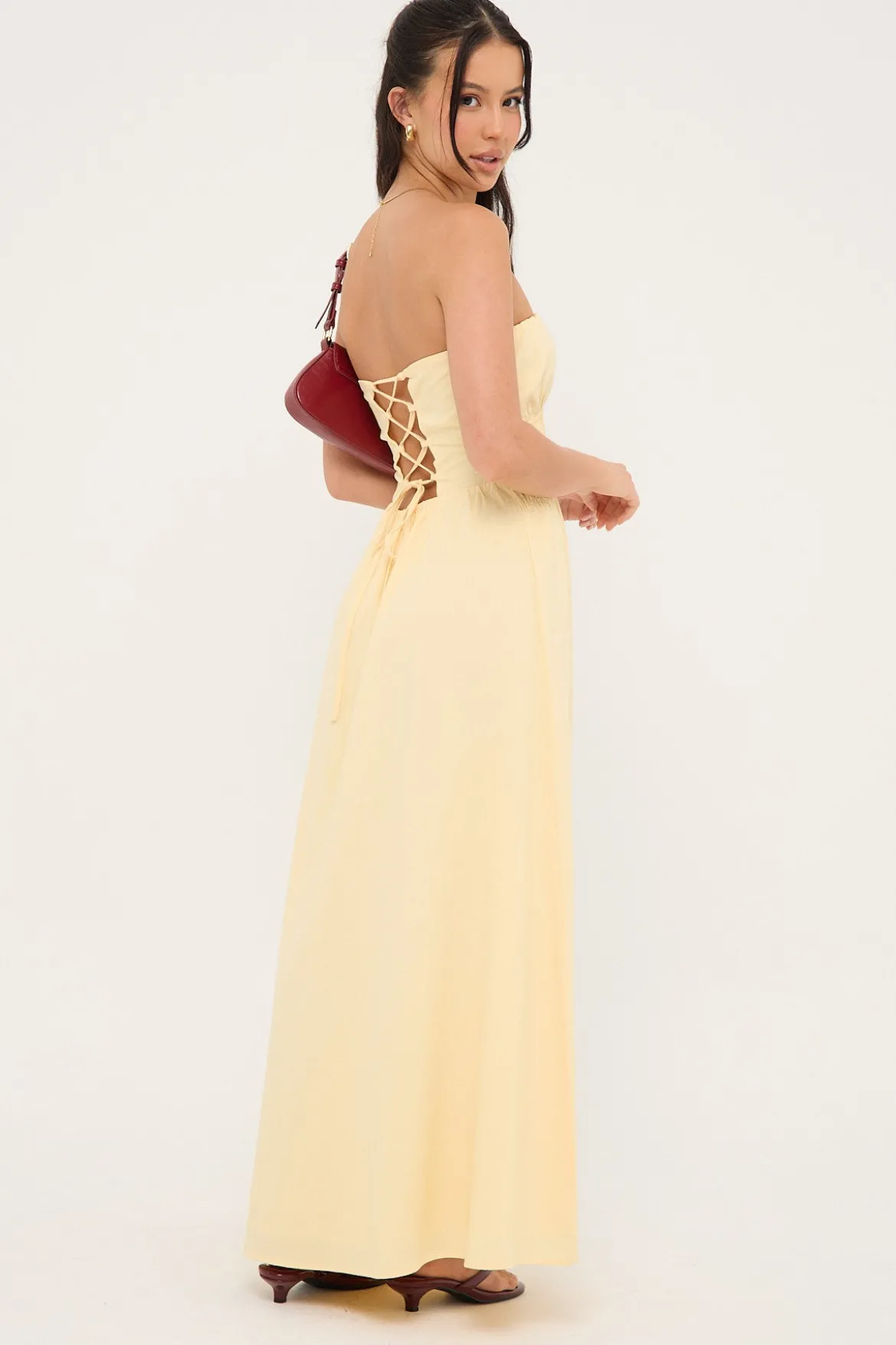 Saffron Strapless Maxi Dress Yellow
