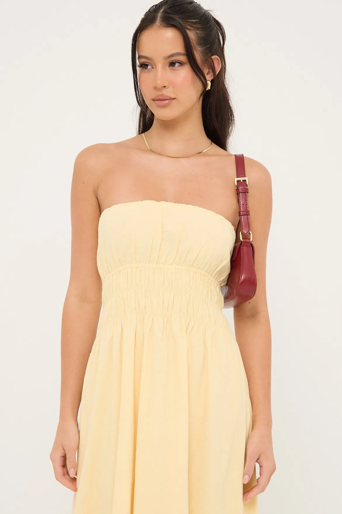 Saffron Strapless Maxi Dress Yellow