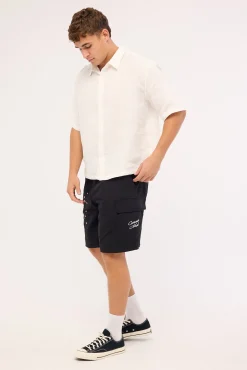 Sakura Cargo Elastic Waist Short Black